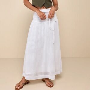 Lulus Lovely Perspective Ivory White Textured Tie-Front High-Rise Skirt
